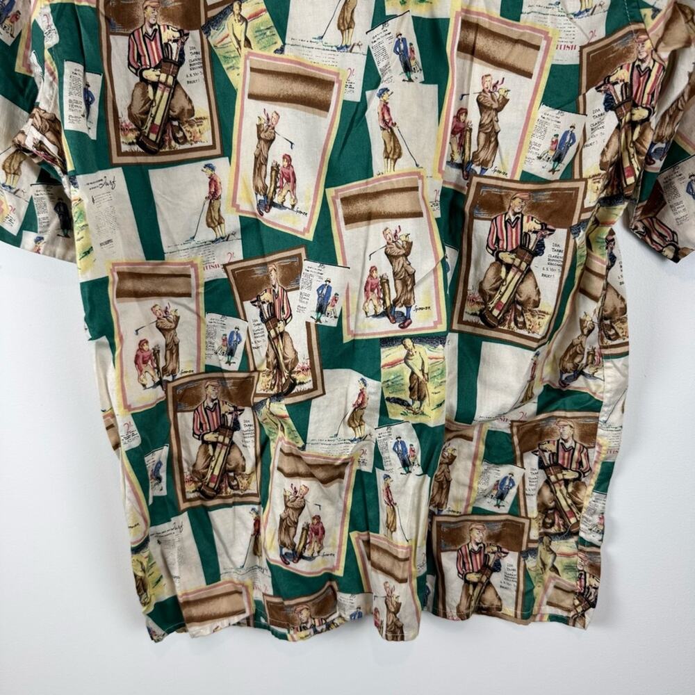 Reyn Spooner Golf Graphic Egyptian Cotton Button Down Short Sleeve Shirt ~ Small - Picture 7 of 13